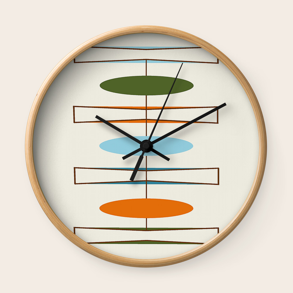 Mid Century Modern Art 1 2 Wall Clock By Oldurbanfarmhouse Society6