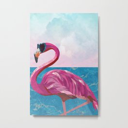 Pink Flamingo On A Beach Holiday Metal Print