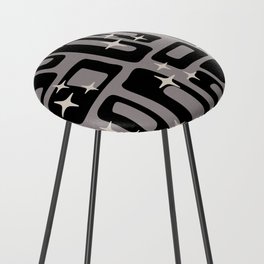 Retro Mid Century Modern Abstract Pattern 348 Black and Gray Counter Stool