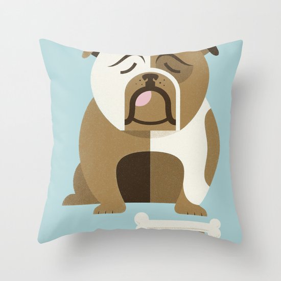Bulldog - Blue Variant Throw Pillow