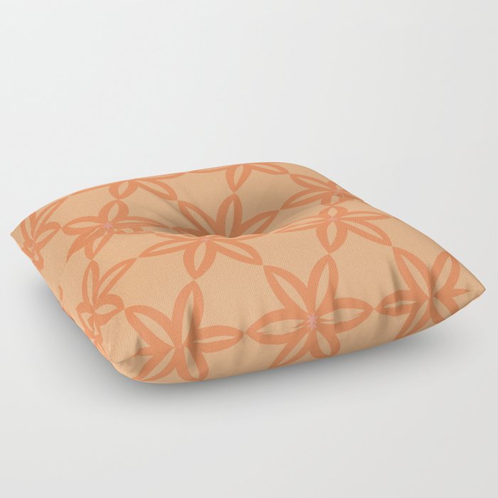 Geometric Flowers Pattern - Orange Floor Pillow