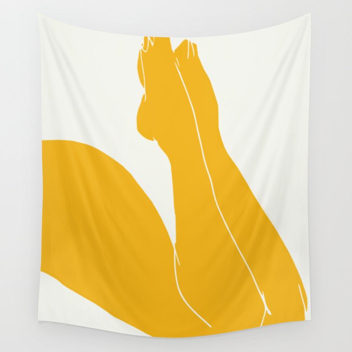 Nude in yellow 3 Wall Tapestry