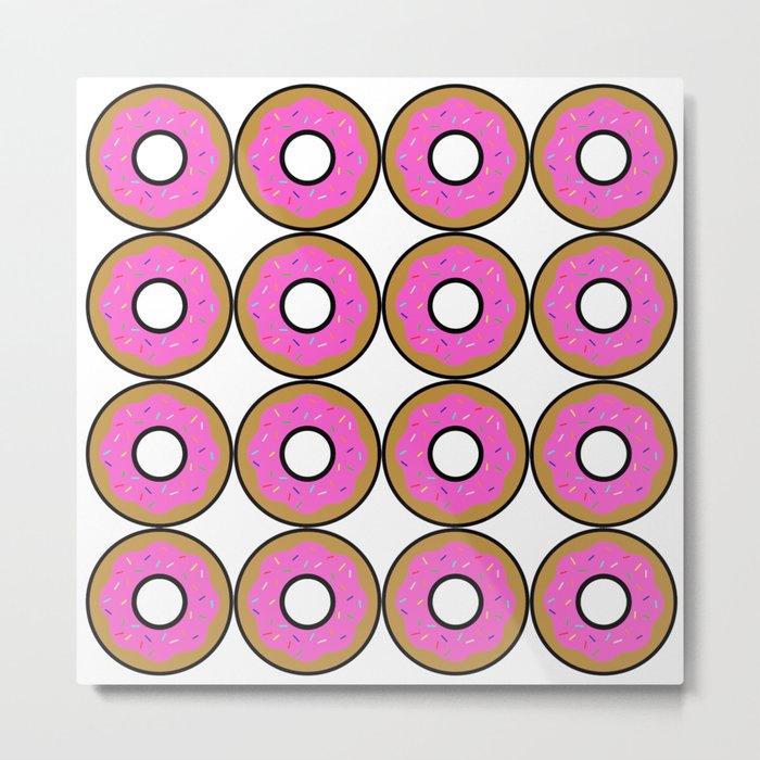 Yummy Frosted Pink Donut with Rainbow Sprinkles Metal Print