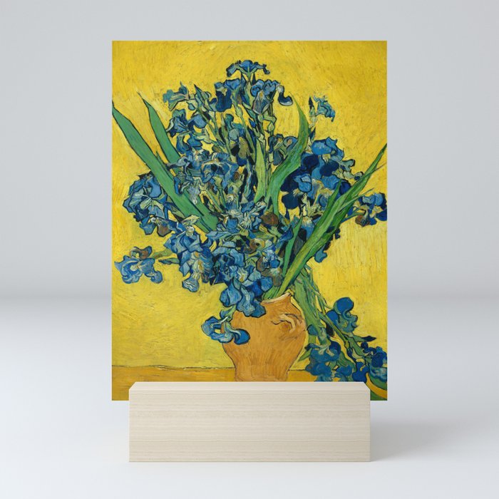 Vincent van Gogh "Vase with irises on a yellow background" Mini Art Print