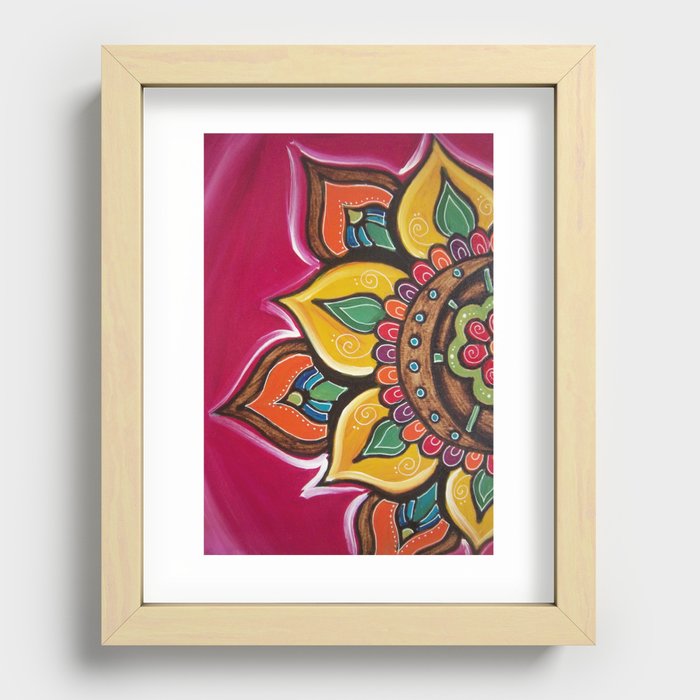 mandala and pink, plants,modern art,colorful Recessed Framed Print
