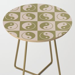 Checkered Yin Yang Pattern \\ Muted Beige & Muted Green Side Table
