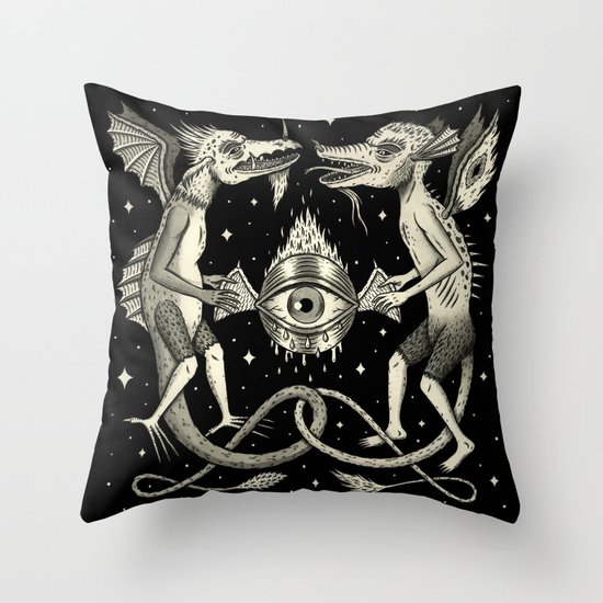 Heraldic Beasts with All-Seeing Orb Throw Pillow