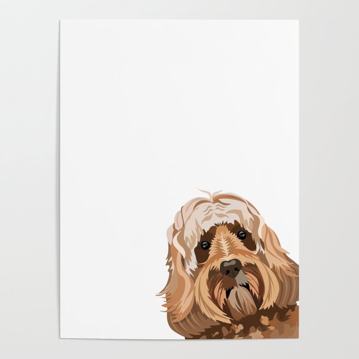 Labradoodle portrait peeking dog portrait cute art gifts for dog breed lovers Poster