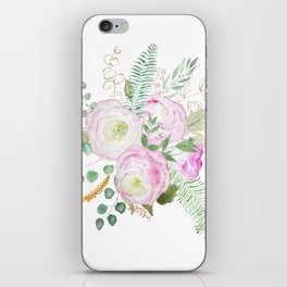 pink eustoma flowers watercolor iPhone Skin