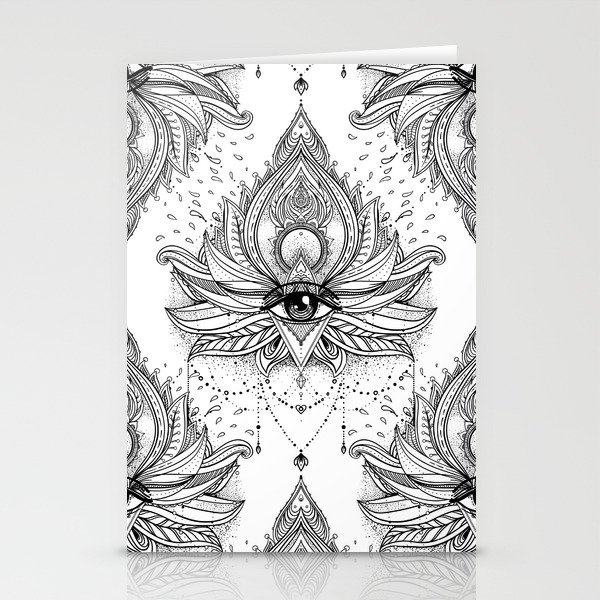 Lotus flower + All seeing eye. Stationery Cards