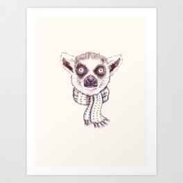 Lemur and scarf Art Print