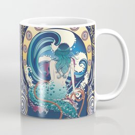 Blue Mermaid with anchor art nouveau design Coffee Mug