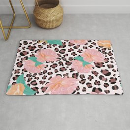 Leopard and watercolor roses pattern  Rug | Duvet, Mothers Day, Drawing, Retro, Vintage, Art, Leopard, Digital, Rose, Watercolor 