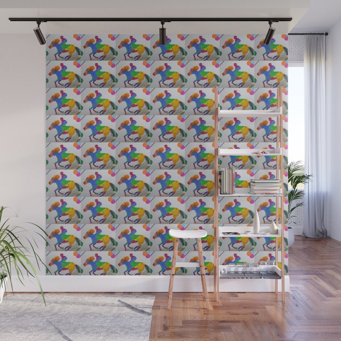 Colorful Horse and Rider Pop Y2K  Wall Mural