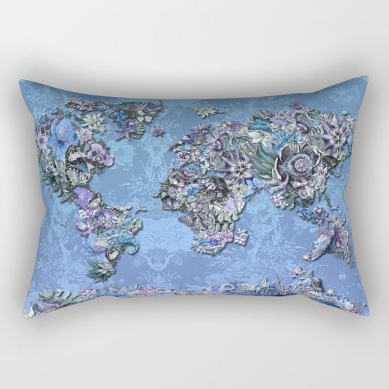 tropical floral world map 3 Rectangular Pillow