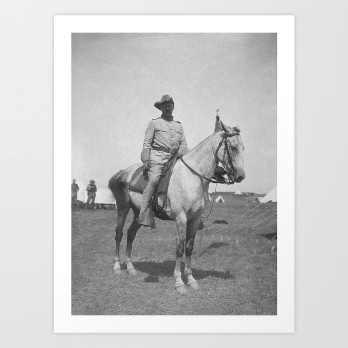 Colonel Theodore Roosevelt On Horseback - New York - 1898 Art Print