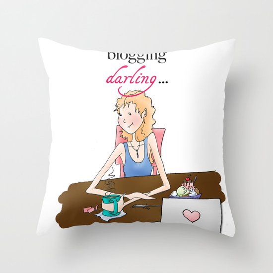 Just Keep Blogging, Illustration Throw Pillow