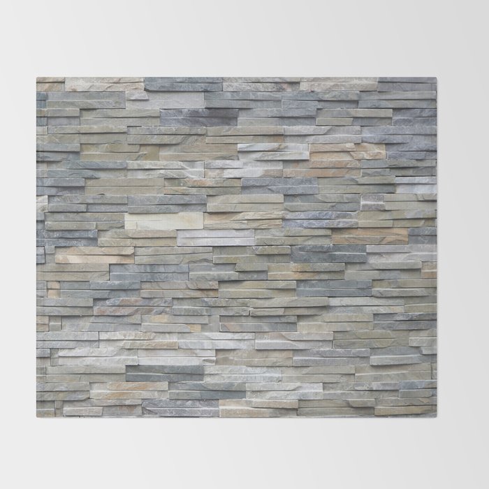 Gray Slate Stone Brick Texture Faux Wall Throw Blanket By Pipafineart