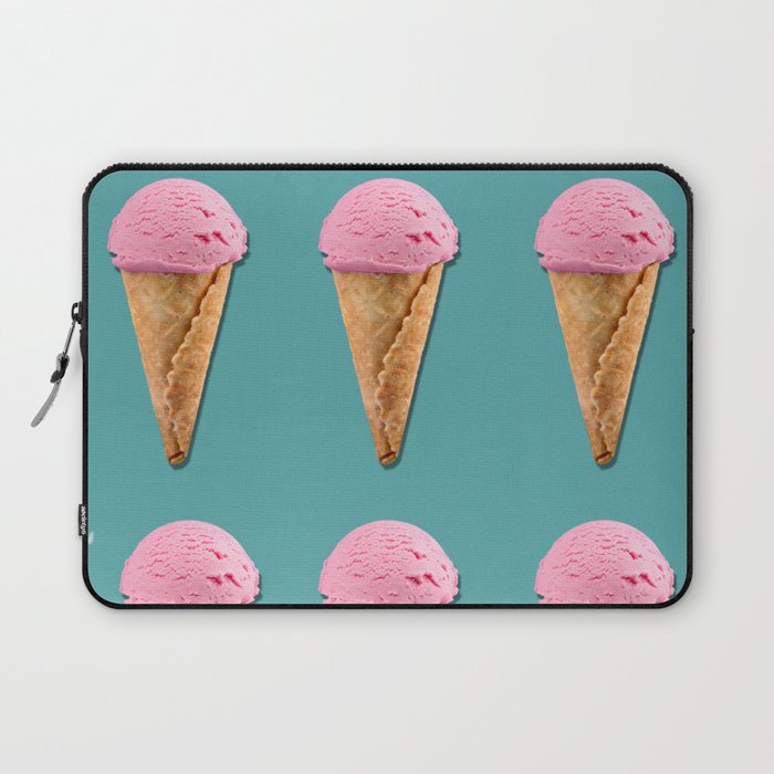 Pink strawberry ice cream cones illustration  Laptop Sleeve