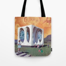 Cube of Eternity Tote Bag | Contrast, Playing, Analog, Blue, Sculpture, Slovenia, Kids, Summer, Monument, Nature 