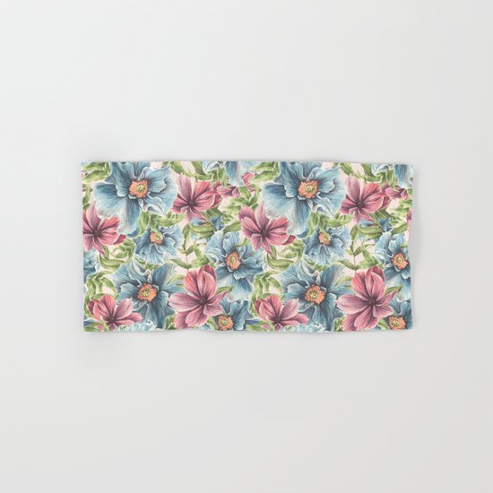 Hibiscus Vintage Pattern Hand & Bath Towel