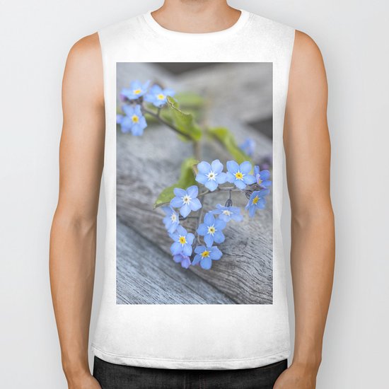 blue flower Fortget Me Not Biker Tank