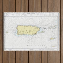 Puerto Rico Map (1981) Island of Enchantment Chart Outdoor Rug