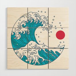 big wave japanese art style Wood Wall Art