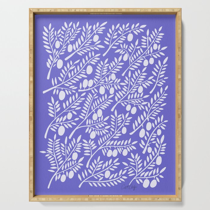 Olive Branches – Periwinkle Serving Tray
