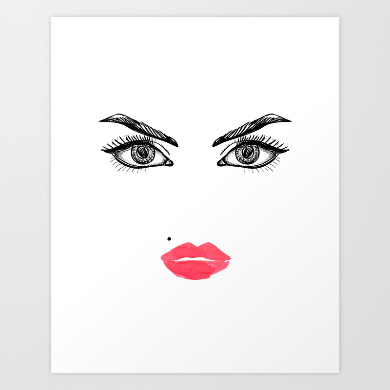 Printable Art Makeup Face Makeup Illustration Lips Print Eyelashes Print Bathroom Decor For Her Art Print By Alextypography Society6