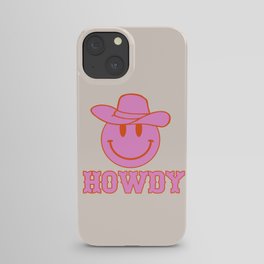 Happy Smiley Face Says Howdy - Western Aesthetic iPhone Case