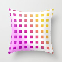 Yellow and Pink Gradient Bold Grid Squares Minimal Pattern Design Throw Pillow