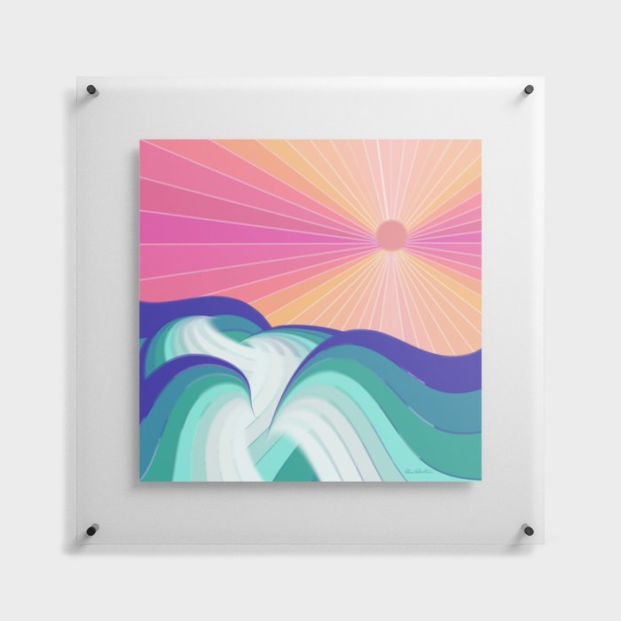 Ocean Wave - Pink Sky Floating Acrylic Print