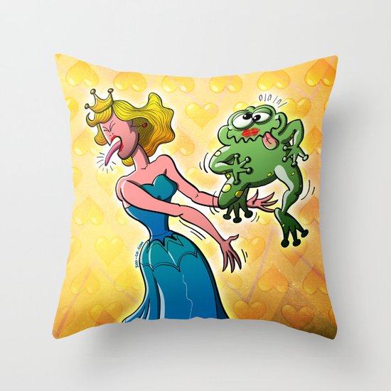 Disgusting Kiss for a Princess Throw Pillow