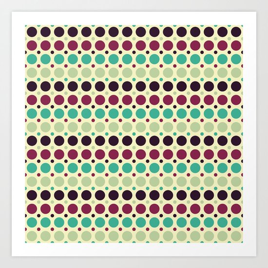 Peacock Polka Dot Pattern Art Print