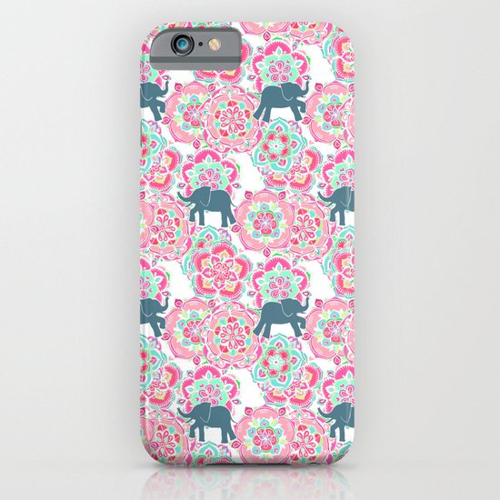 Tiny Elephants in Fields of Flowers iPhone & iPod Case