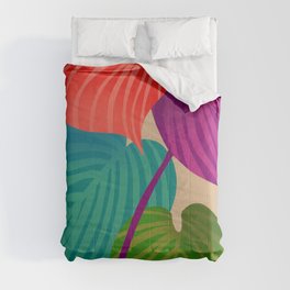 Colorful tropical leaves Comforter
