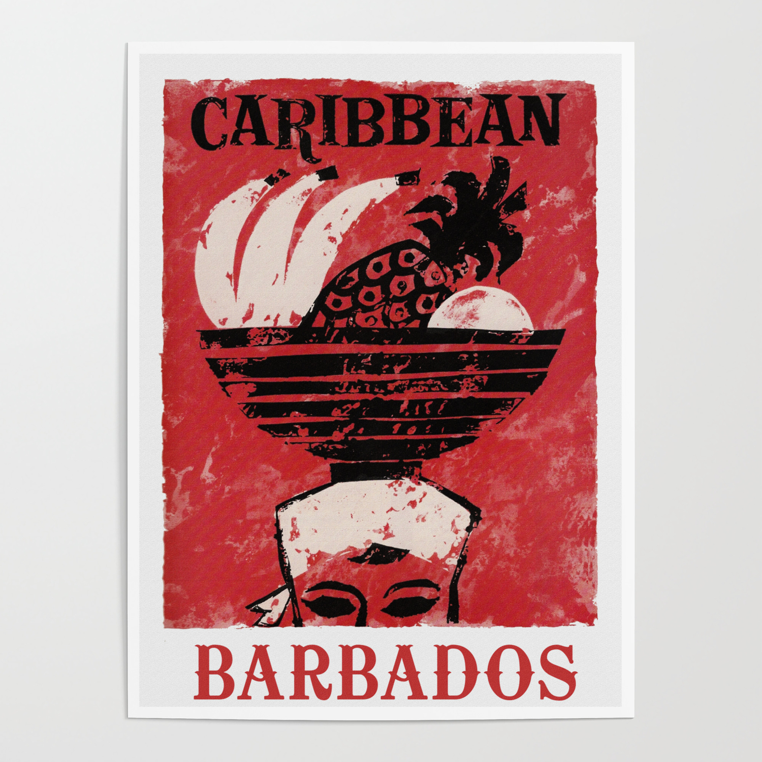 POSTER MILES OF BEACH BARBADOS CARRIBEAN SUMMER TRAVEL VINTAGE REPRO FREE S/H 