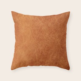 camel leather throw pillow