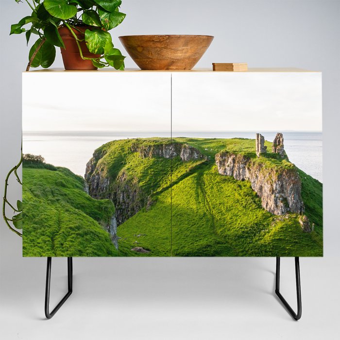 Great Britain Photography - Beautiful Green Landscape By The Sea Credenza