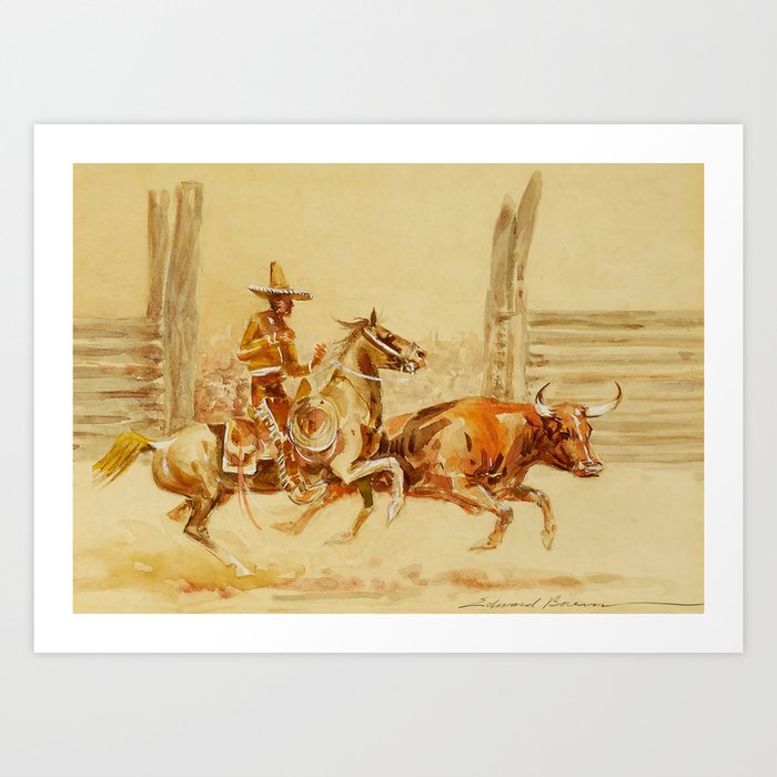 Vaquero and Steer by Edward Borein Art Print