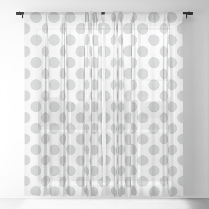 Light Grey Polka Dots Pattern Sheer, Polka Dot Sheer Curtain Panels With Lights