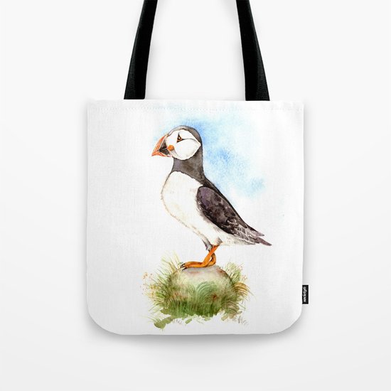 Puffin on a Rock Tote Bag