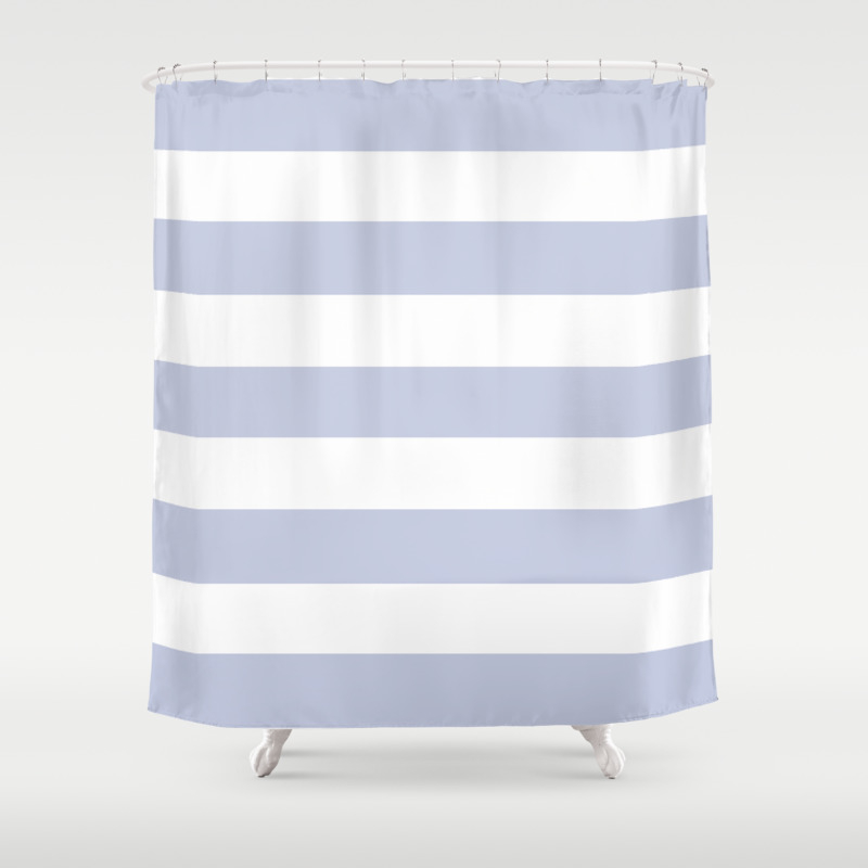 Light Periwinkle Solid Color White Stripes Pattern Shower