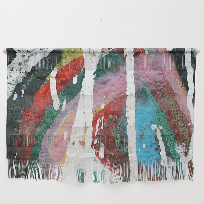 White color dripping over colorful vivid brushstrokes background texture Wall Hanging