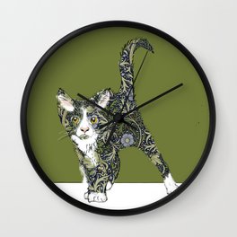 William Morris cat Wall Clock | Pencil, Photoshop, Scanner, Fabric, Drawing, Illustration, Digital, Paper, Foundimage, Collage 