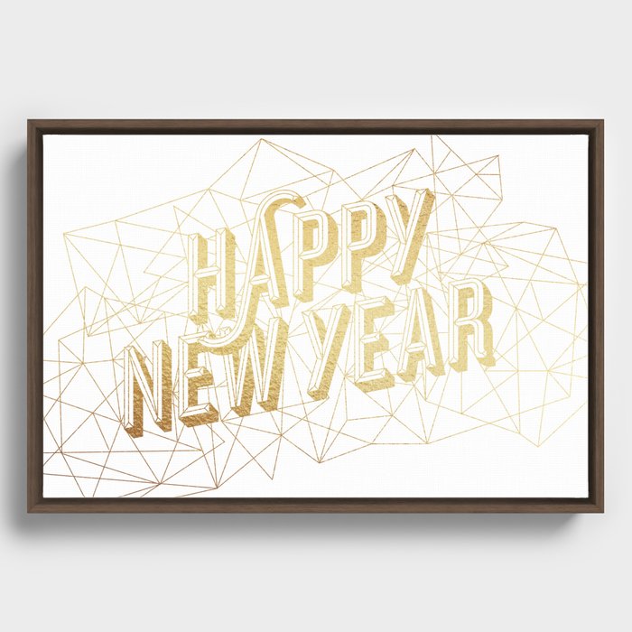 Happy New Year – White Framed Canvas