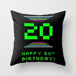 [ Thumbnail: 20th Birthday - Nerdy Geeky Pixelated 8-Bit Computing Graphics Inspired Look Throw Pillow ]