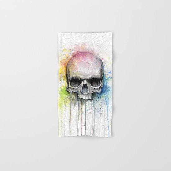 Skull Rainbow Watercolor Painting Skulls Hand & Bath Towel
