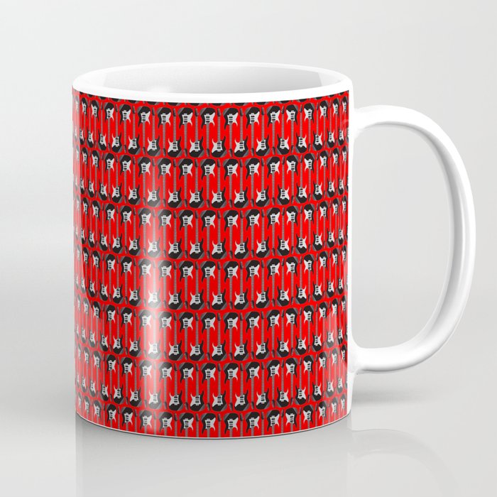 Guitars (Tiny Repeating Pattern on Red) Coffee Mug